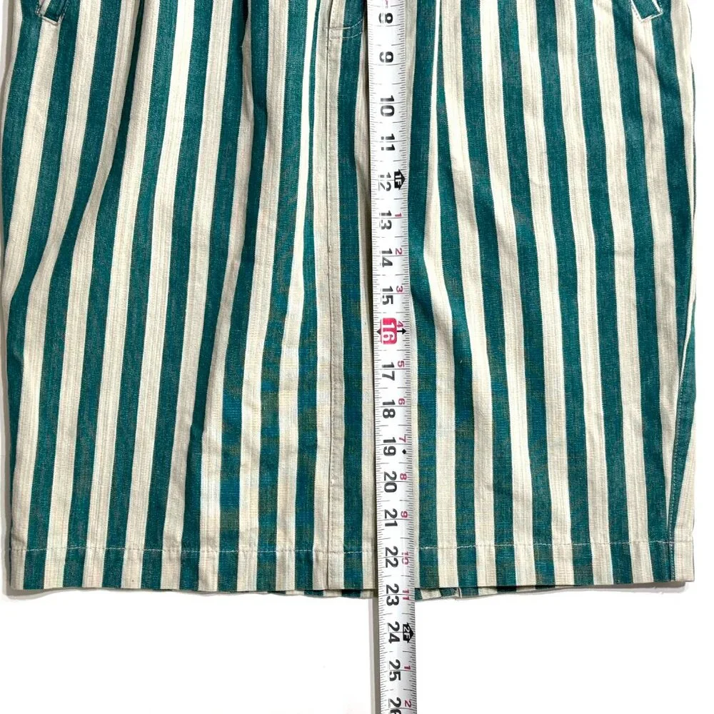 Vintage 80s Esprit Sport Denim Pencil Skirt Vertical Stripe Green White Pockets - Picture 13 of 15